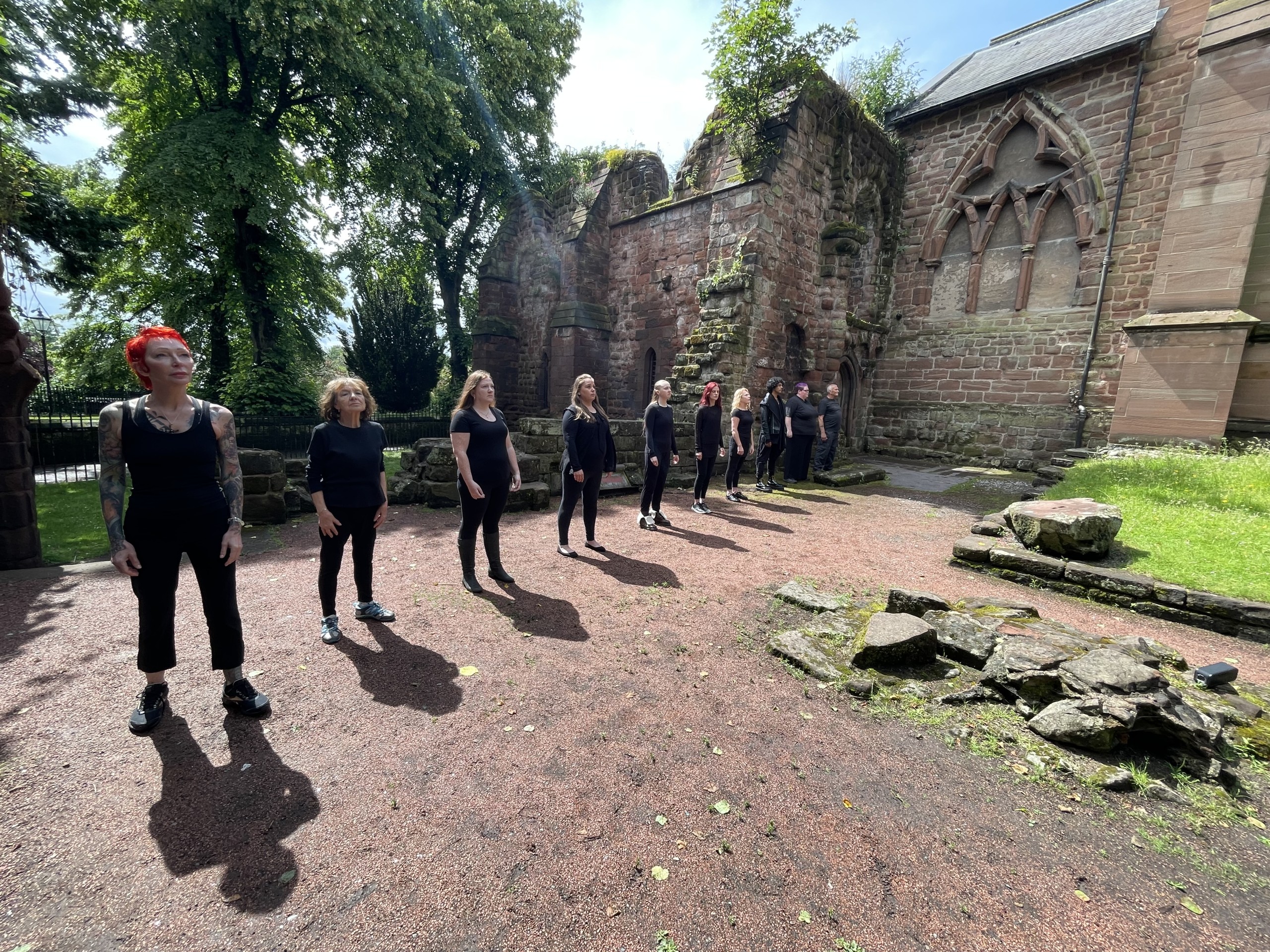 Fallen Angels Dancers Standing in St Johns Church for Recovery Month